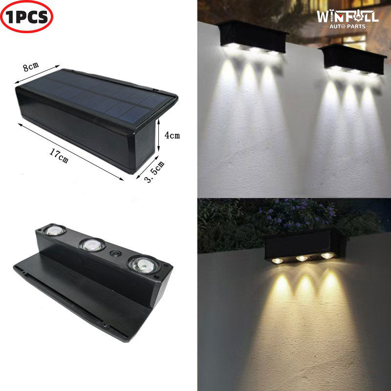Solar Powered ABS Material Outdoor Wall Lamp Garden Decoration Fence Lighting