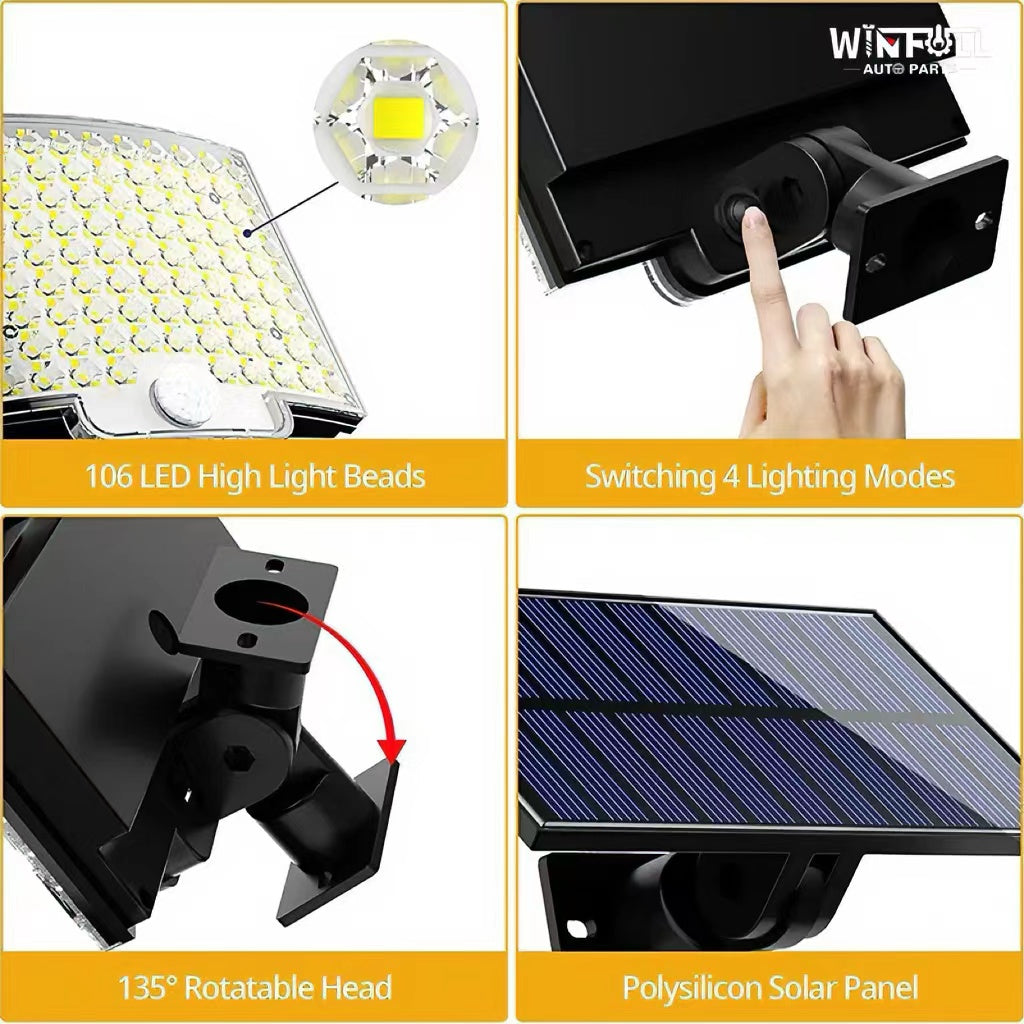 106 LED Modern Outdoor Solar Light with Motion Sensor IP65 Waterproof